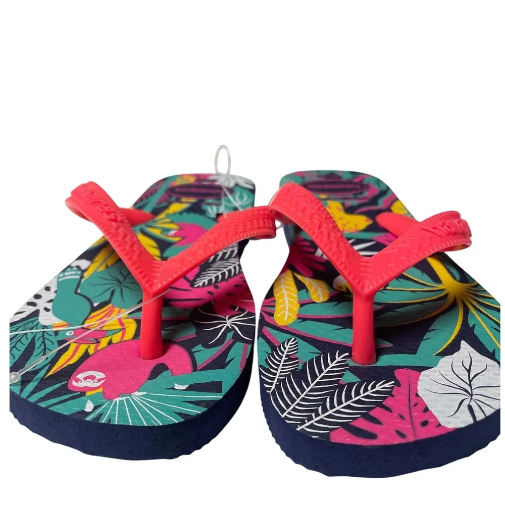Havaianas Pink Navy Floral‎ Tropical Flip Flop Bundle Little Girls 2